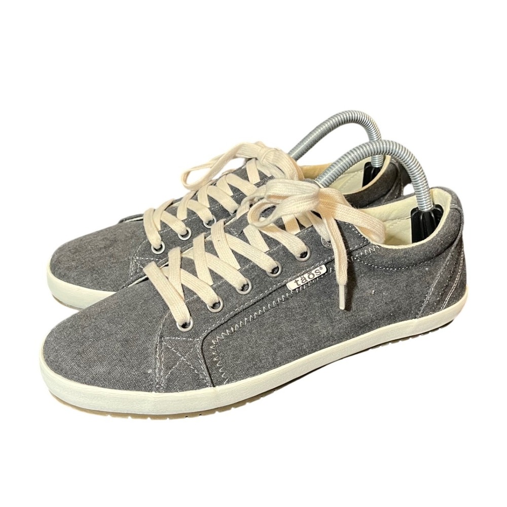 Taos Star Sneakers Womens 10 Charcoal Gray Canvas Lace Up Low Top STA-12844